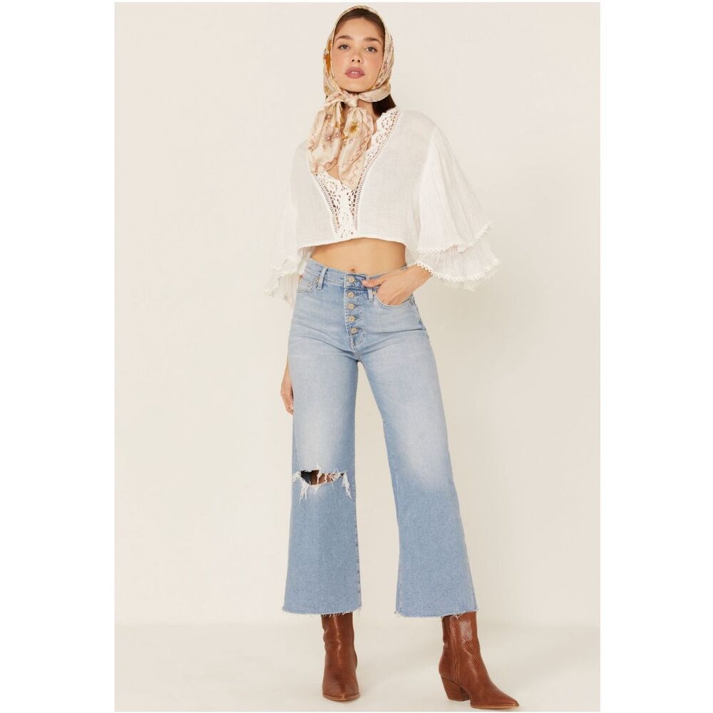 7 For All Mankind Luxe Vintage Ultra High Rise Cropped Jo Trouser Flare Jeans 30
